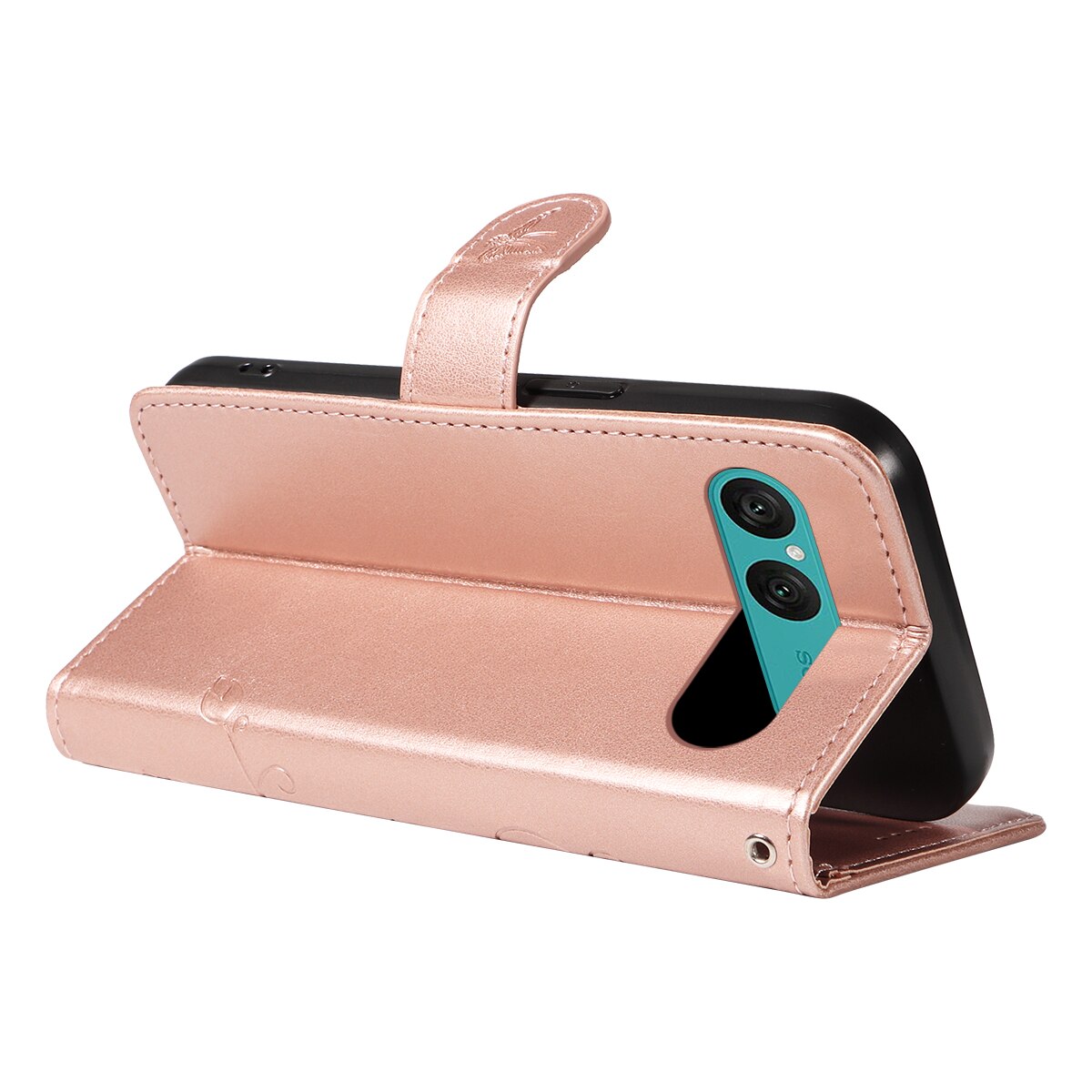 Funda de Cuero con Mariposas Sony Xperia 10 VII, Oro rosa