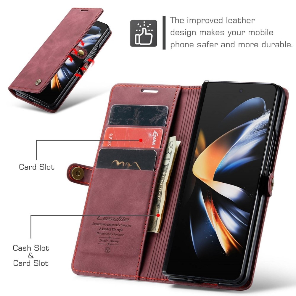 Funda delgada con solapa Samsung Galaxy Z Fold 4 rojo