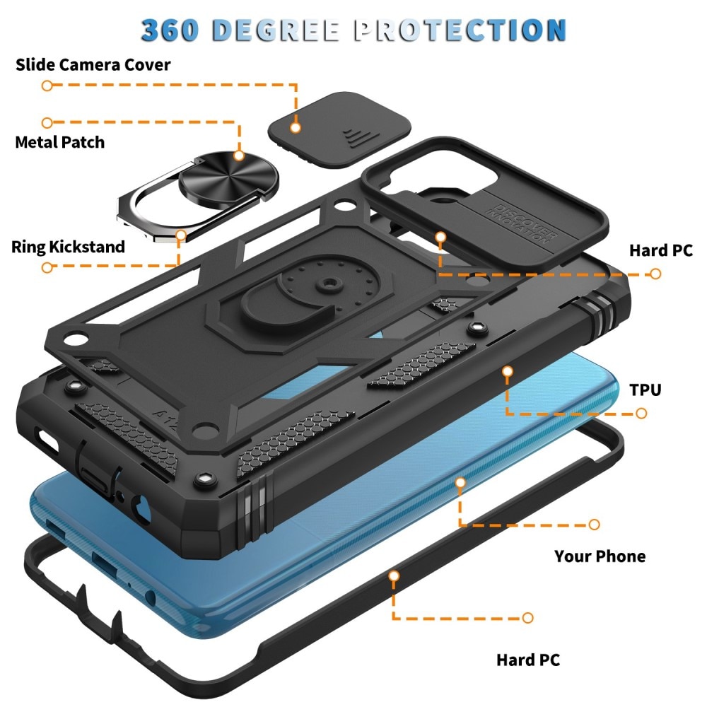 Funda híbrida Ring y Protector Cámara Samsung Galaxy A42 5G Negro