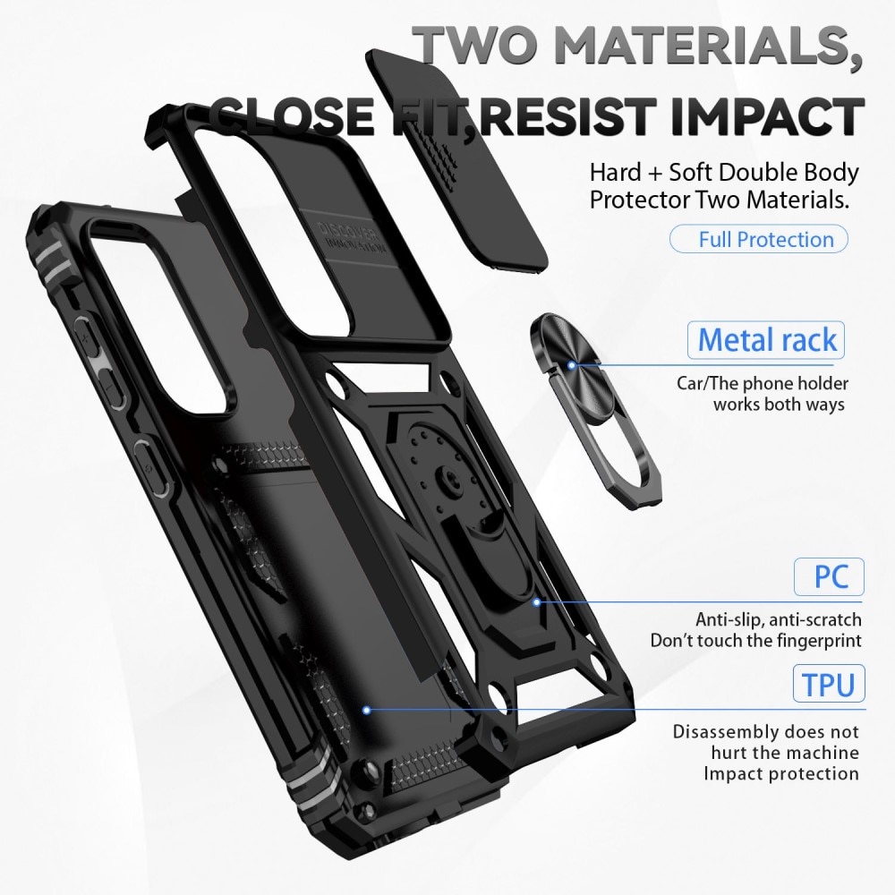 Funda híbrida Ring y Protector Cámara Samsung Galaxy S23 Plus Negro