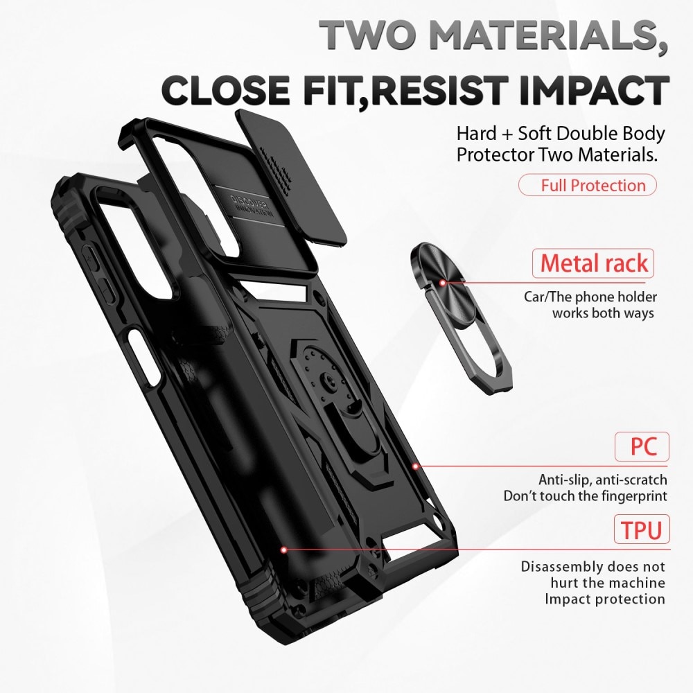 Funda híbrida Ring y Protector Cámara Samsung Galaxy A14 Negro