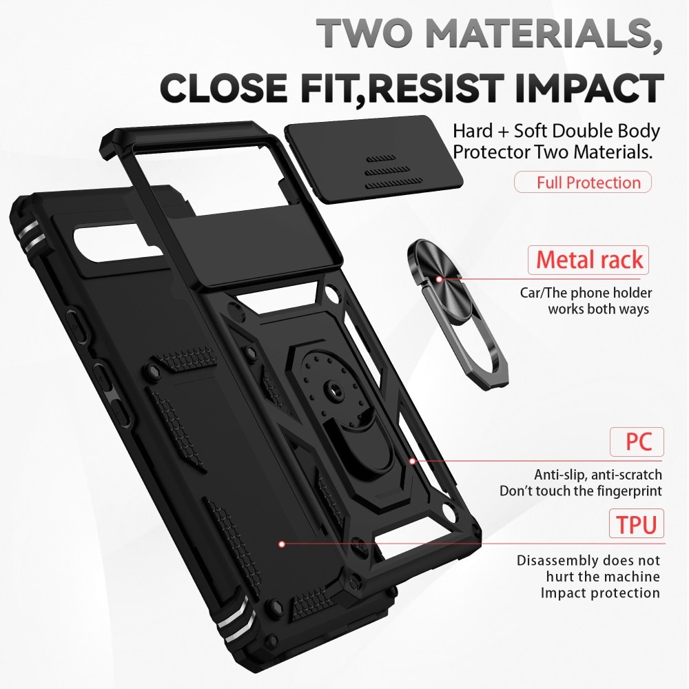 Funda híbrida Ring y Protector Cámara Google Pixel 6a Negro