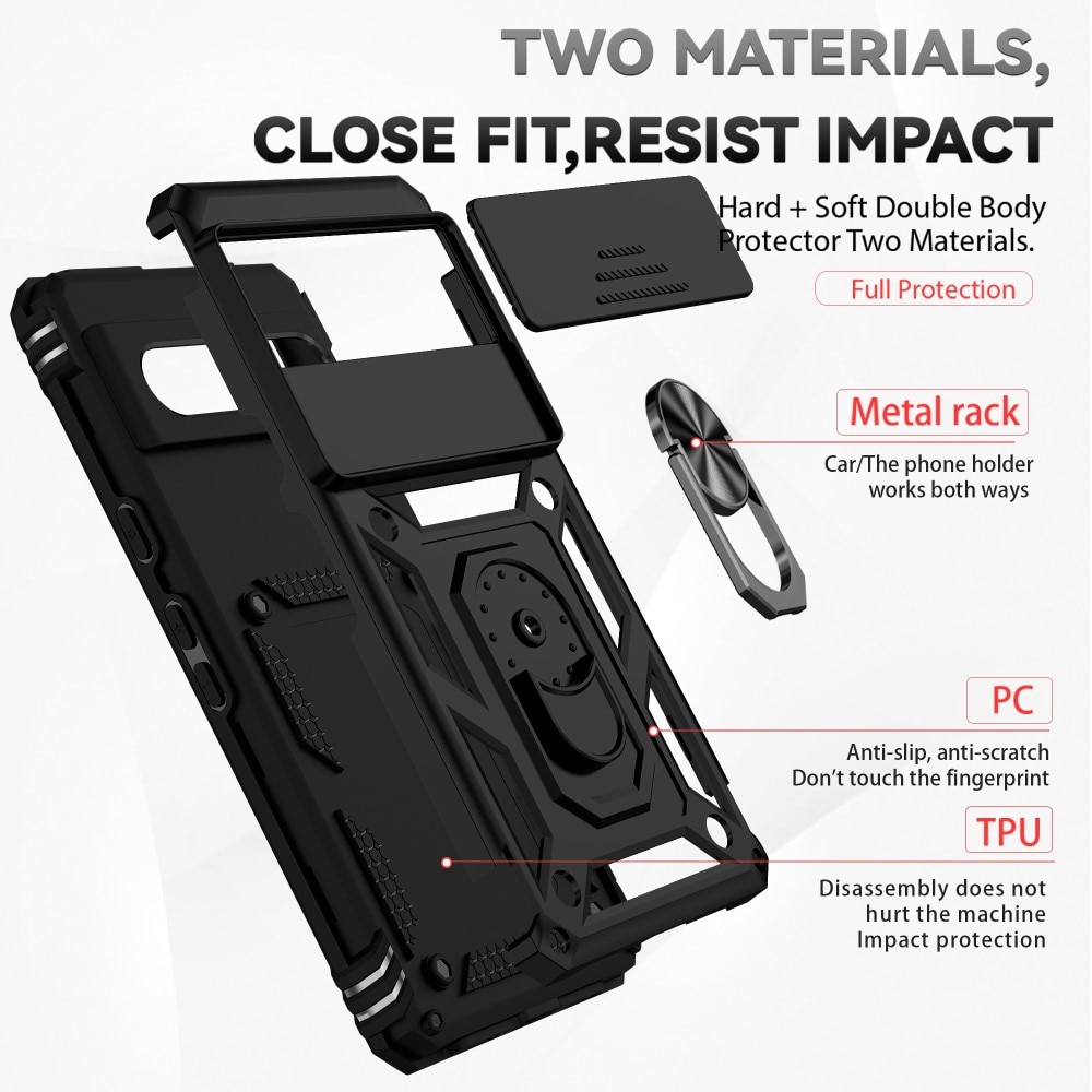 Funda híbrida Tech Ring y Protector Cámara Google Pixel 7a negro