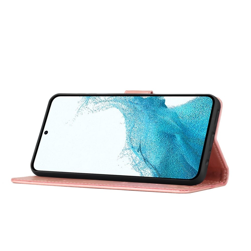 Funda de Cuero con Mariposas Samsung Galaxy S23, Rosa