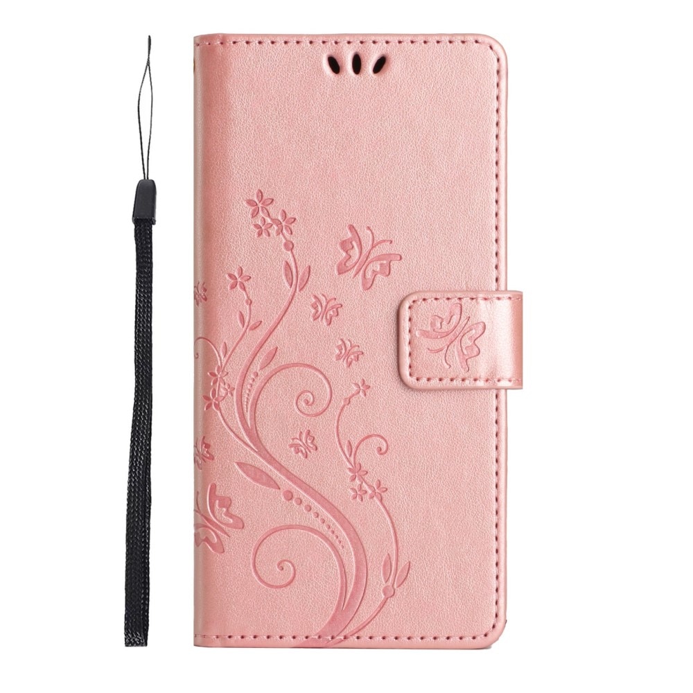 Funda de Cuero con Mariposas Samsung Galaxy S23, Rosa