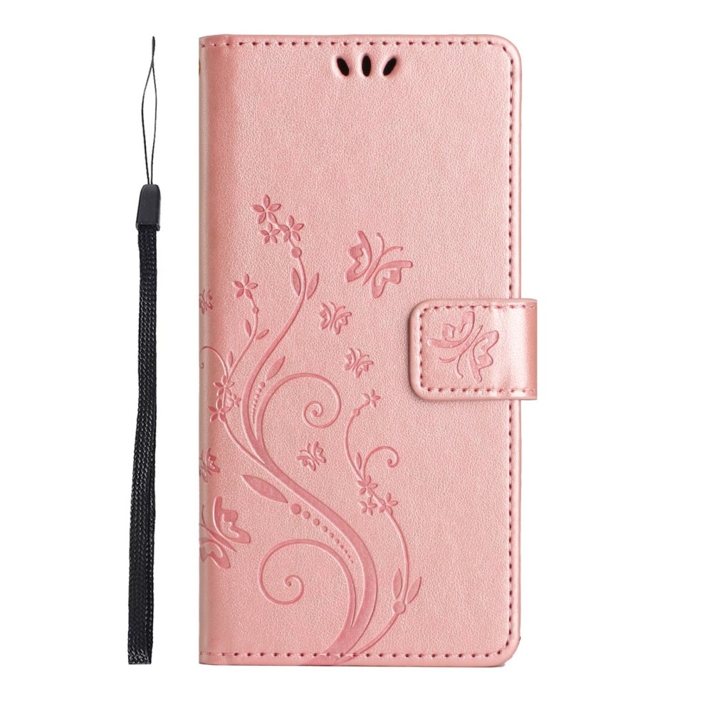 Funda de Cuero con Mariposas Samsung Galaxy S23 pink gold