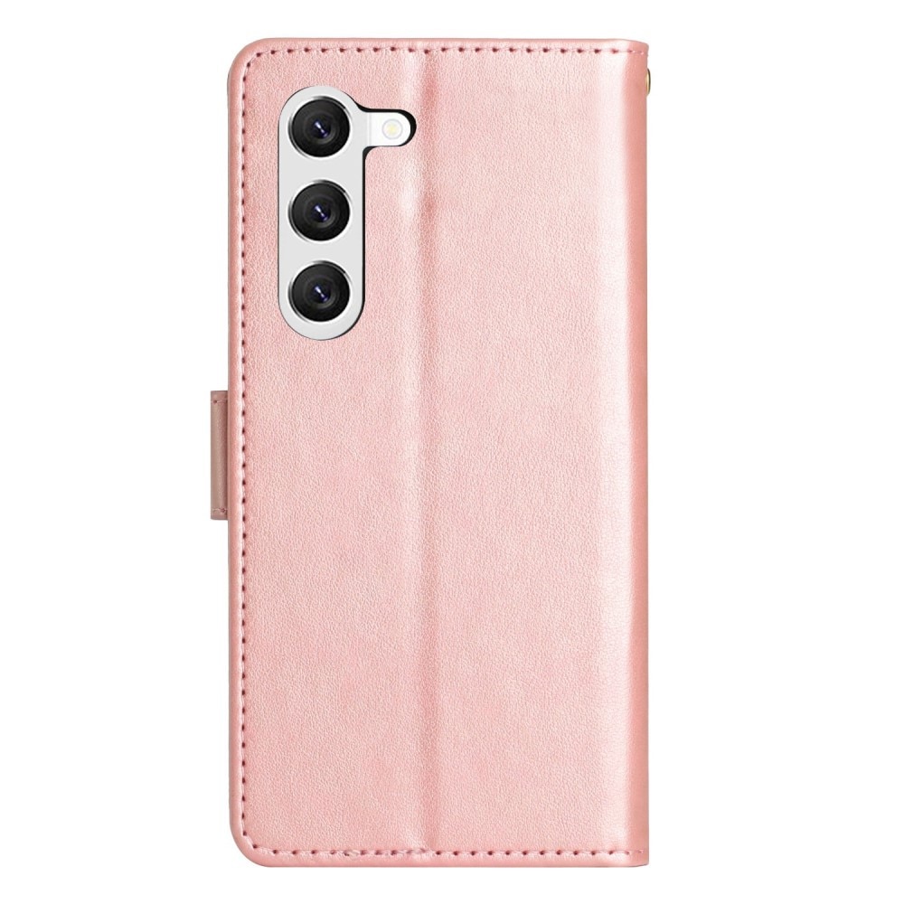 Funda de Cuero con Mariposas Samsung Galaxy S23 pink gold