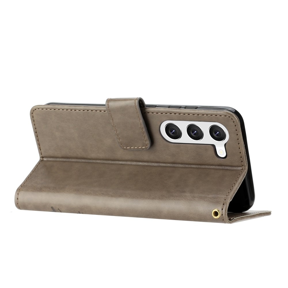 Funda de Cuero con Mariposas Samsung Galaxy S23, Gris