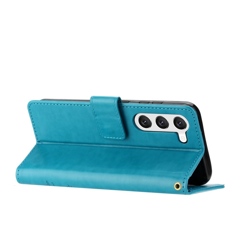 Funda de Cuero con Mariposas Samsung Galaxy S23, Azul