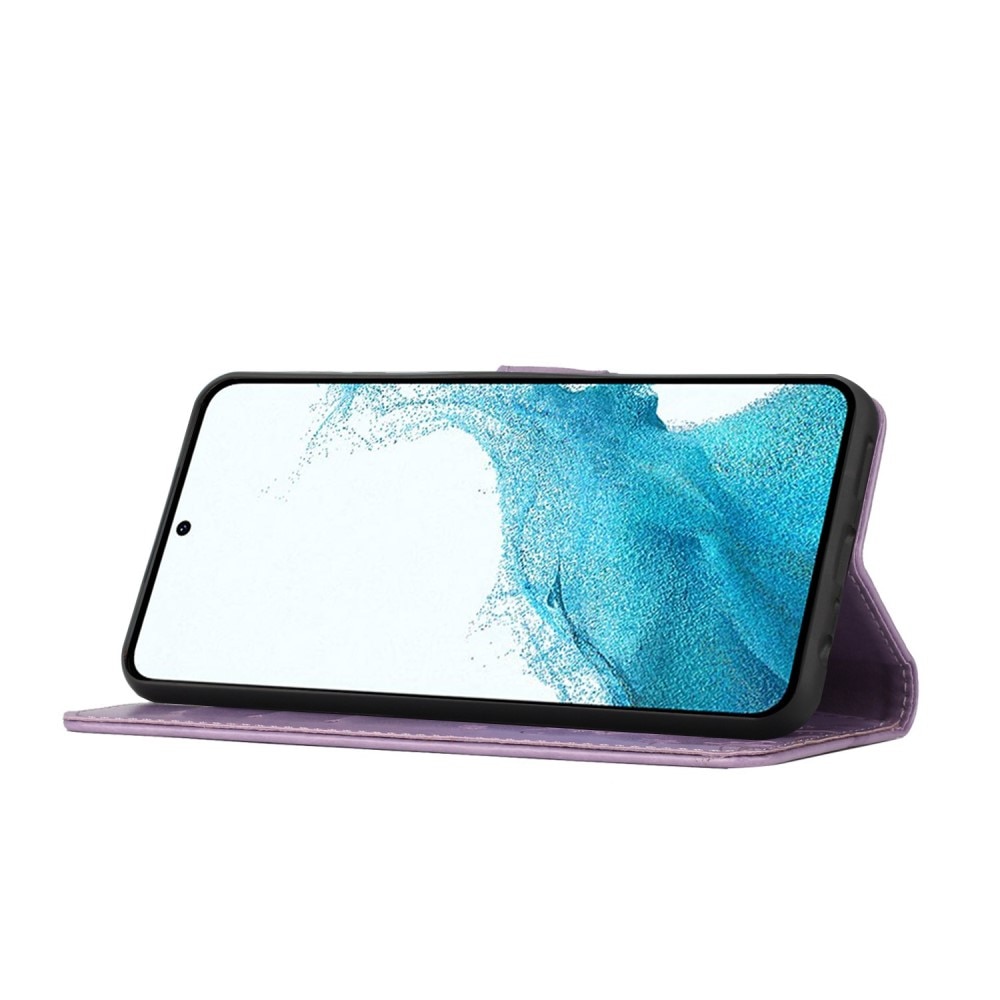 Funda de Cuero con Mariposas Samsung Galaxy S23, Púrpura