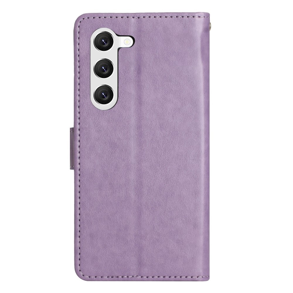 Funda de Cuero con Mariposas Samsung Galaxy S23, Púrpura