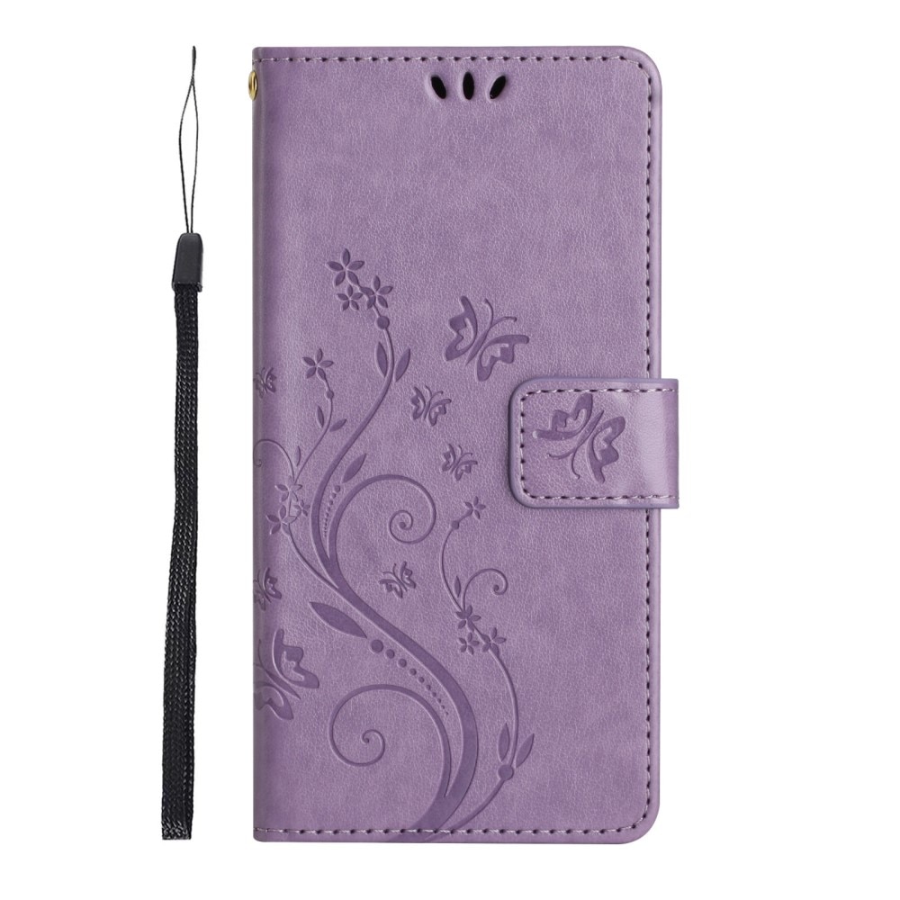 Funda de Cuero con Mariposas Samsung Galaxy S23 Ultra, violeta