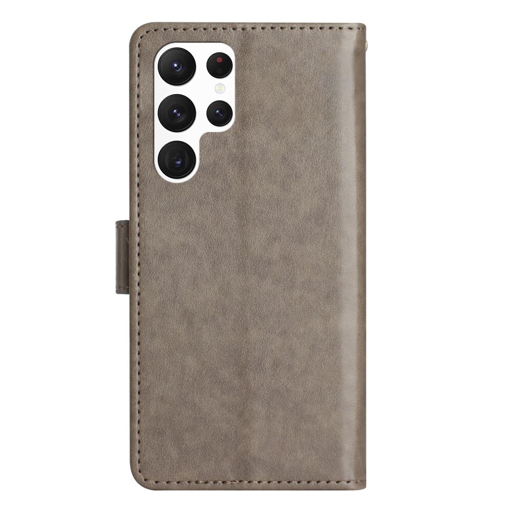 Funda de Cuero con Mariposas Samsung Galaxy S23 Ultra, Gris