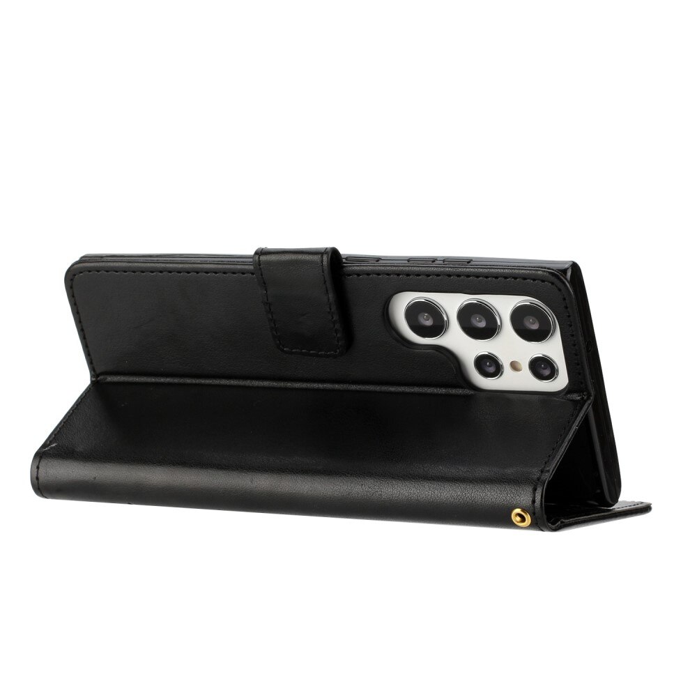 Funda de Cuero con Mariposas Samsung Galaxy S23 Ultra, Negro