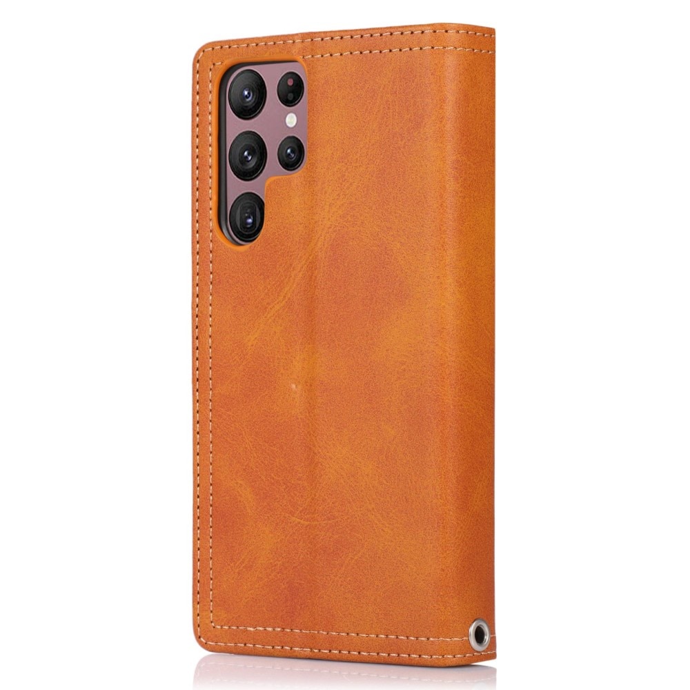 Multi-Slot tipo cartera de cuero Samsung Galaxy S23 Ultra marrón