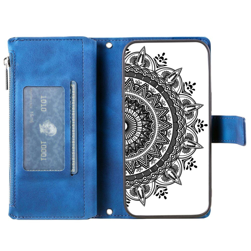 Funda Mandala tipo billetera iPhone 14 azul