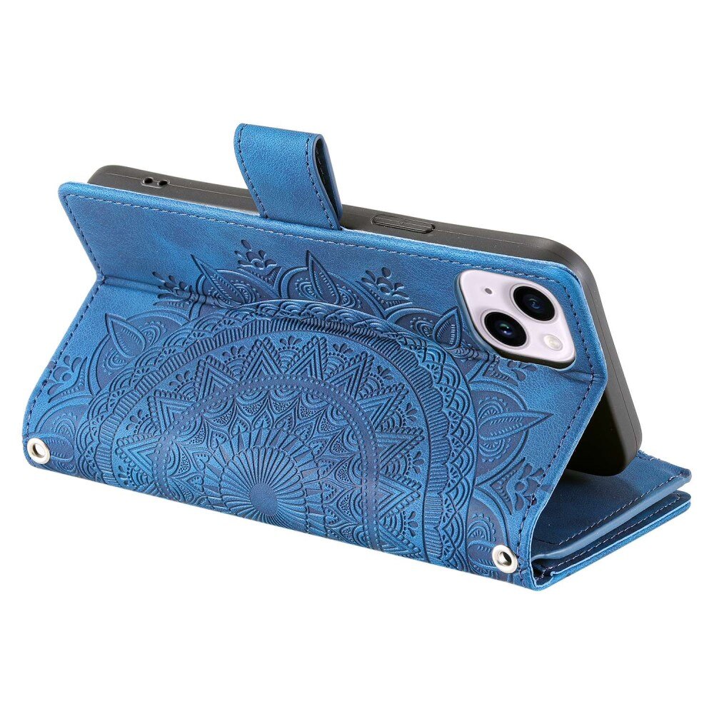 Funda Mandala tipo billetera iPhone 14 azul