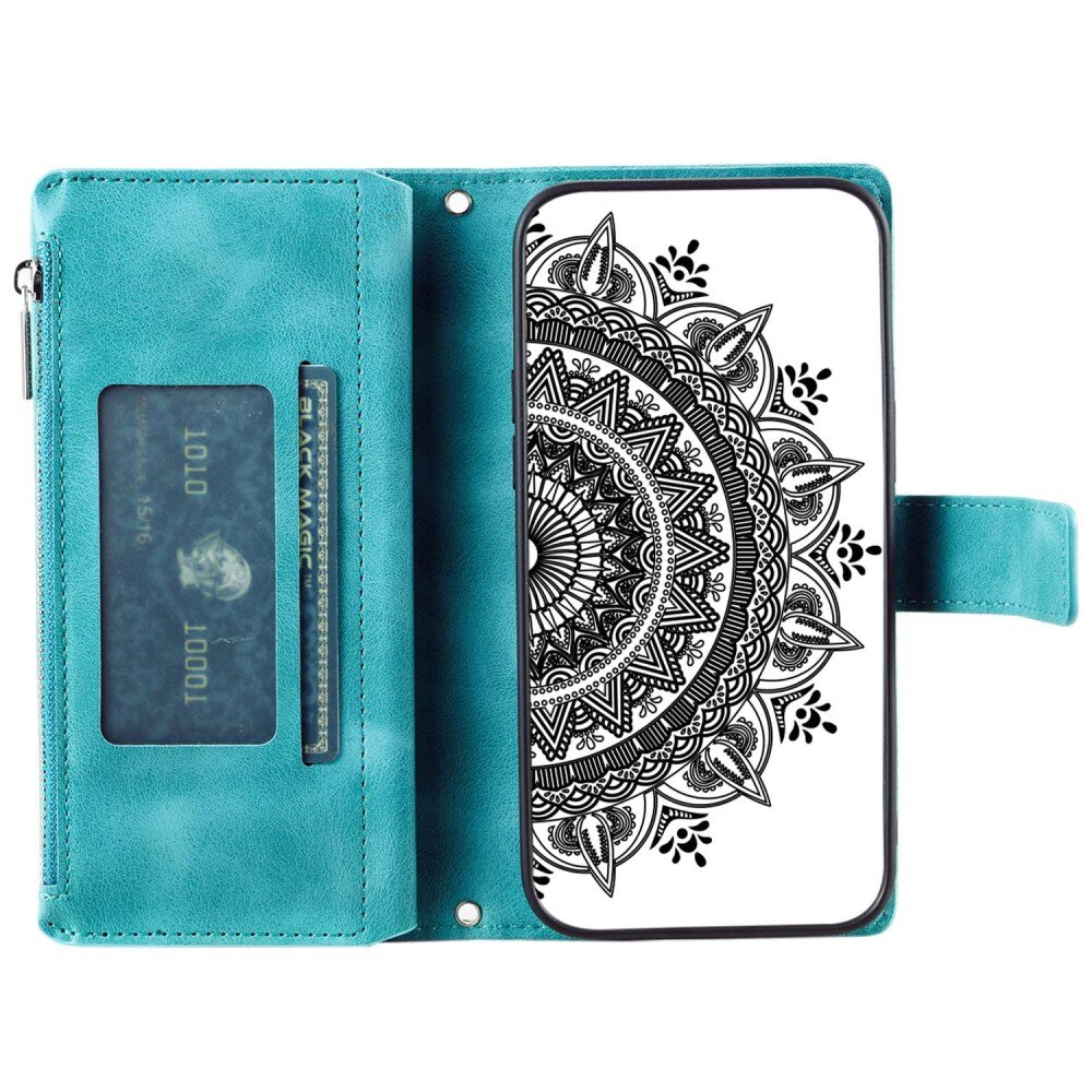 Funda Mandala tipo billetera iPhone 14 verde