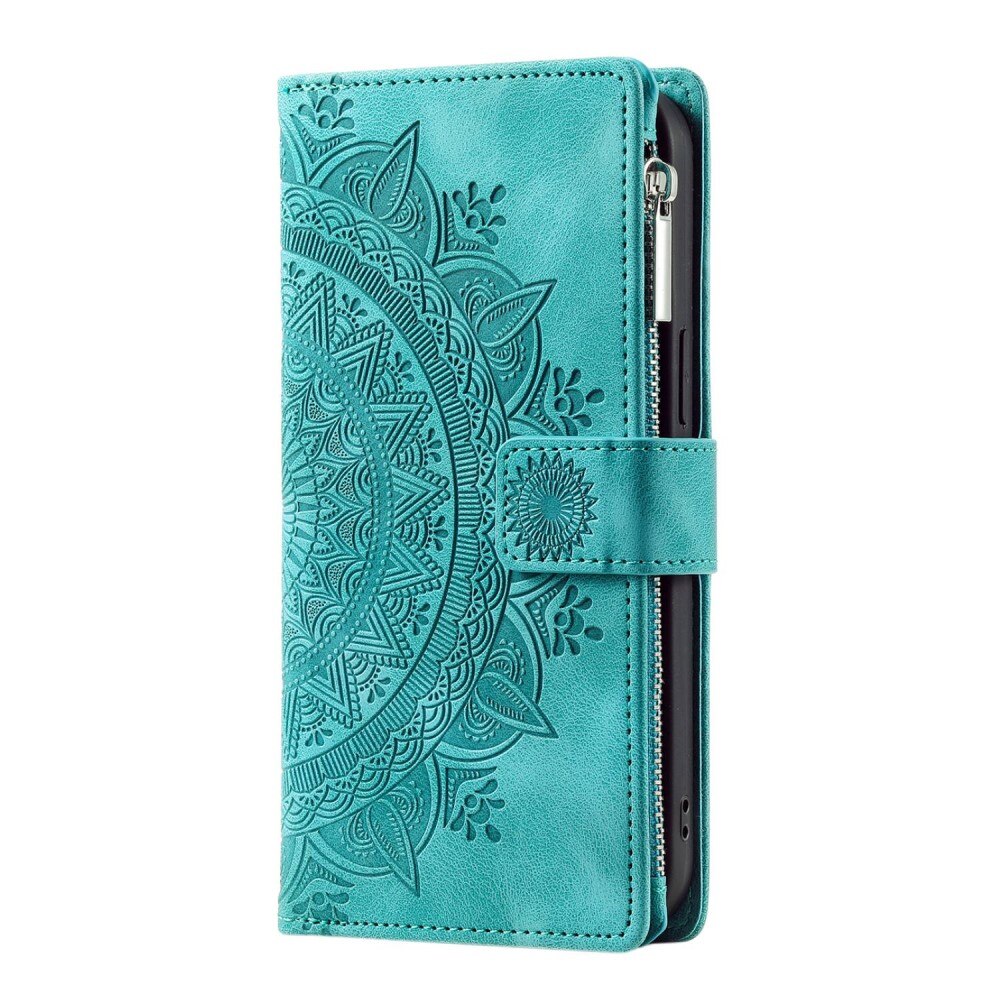 Funda Mandala tipo billetera iPhone 14 verde