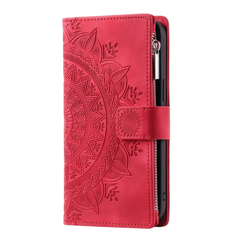 Funda Mandala tipo billetera iPhone 14 rojo