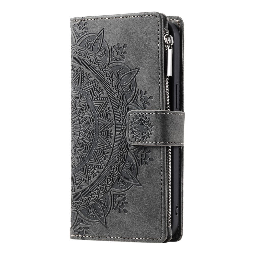 Funda Mandala tipo billetera iPhone 14 gris