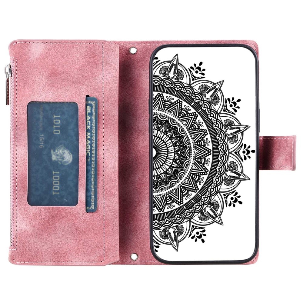 Funda Mandala tipo billetera iPhone 14 rosado