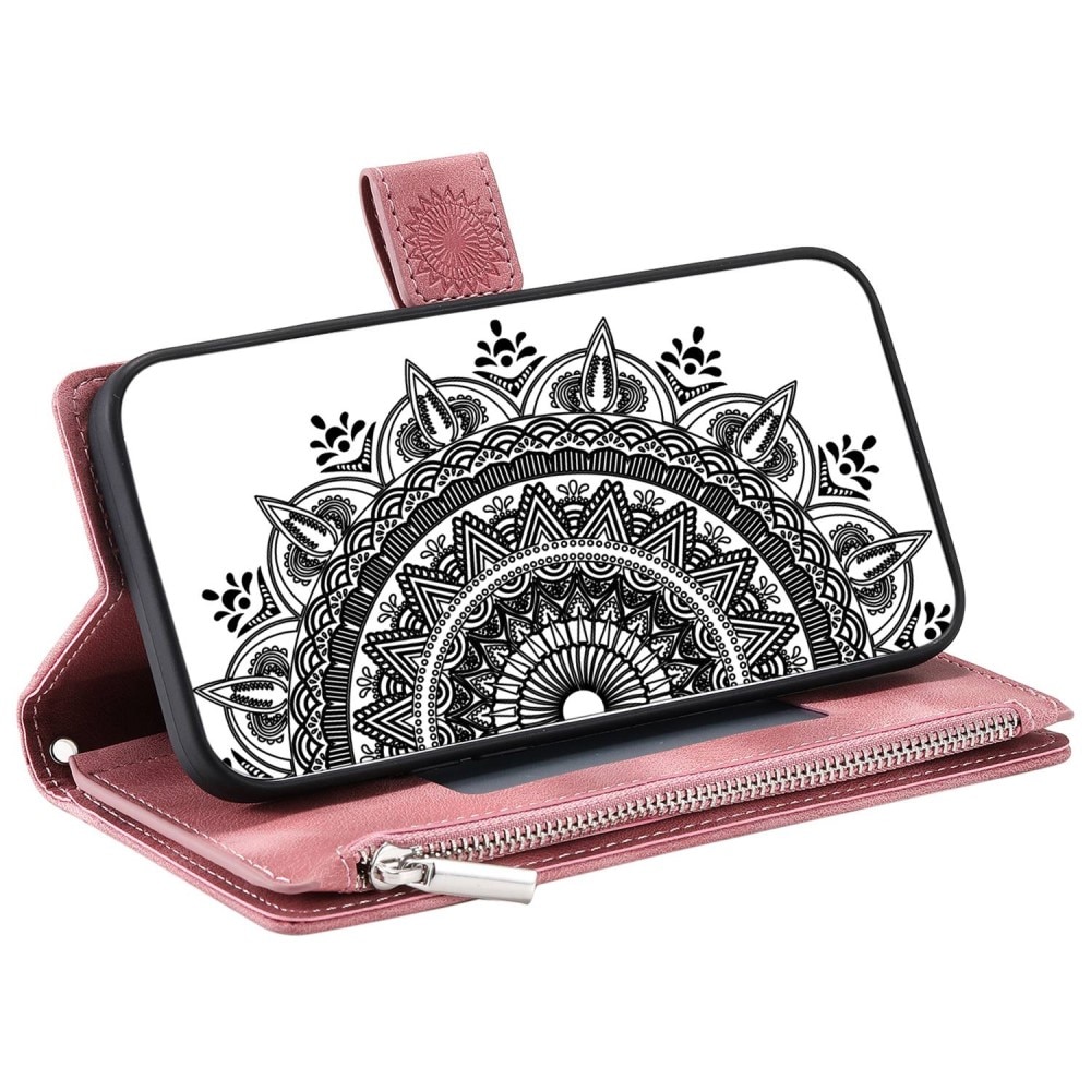 Funda Mandala tipo billetera iPhone 14 rosado