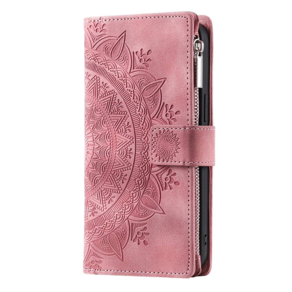 Funda Mandala tipo billetera iPhone 14 rosado