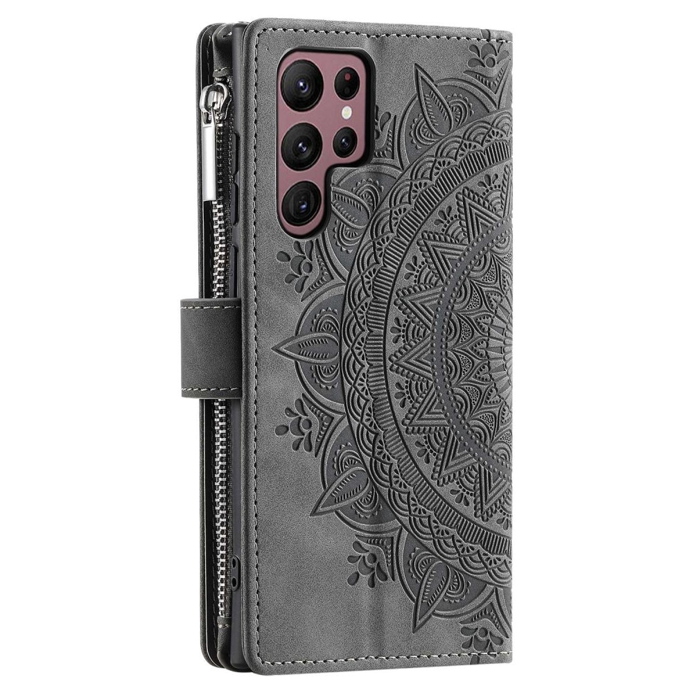 Funda Mandala tipo billetera Samsung Galaxy S23 Ultra gris