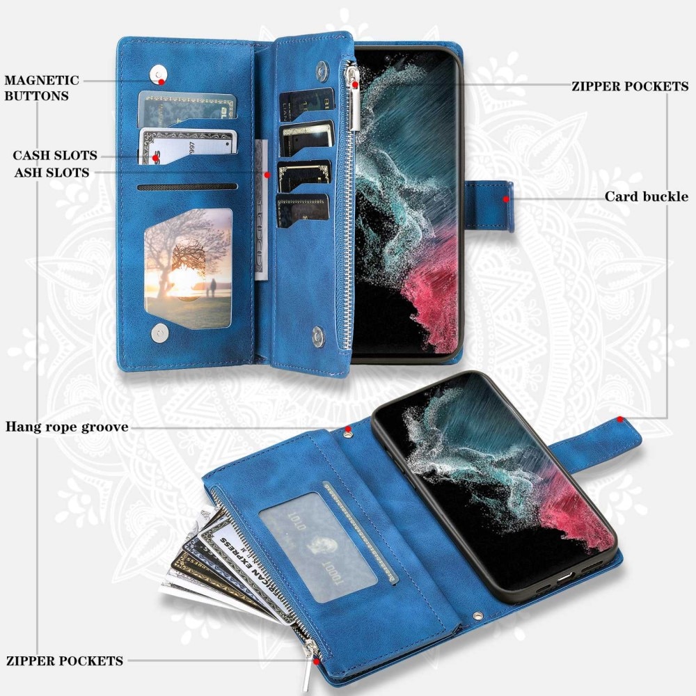 Funda Mandala tipo billetera Samsung Galaxy S23 Ultra azul