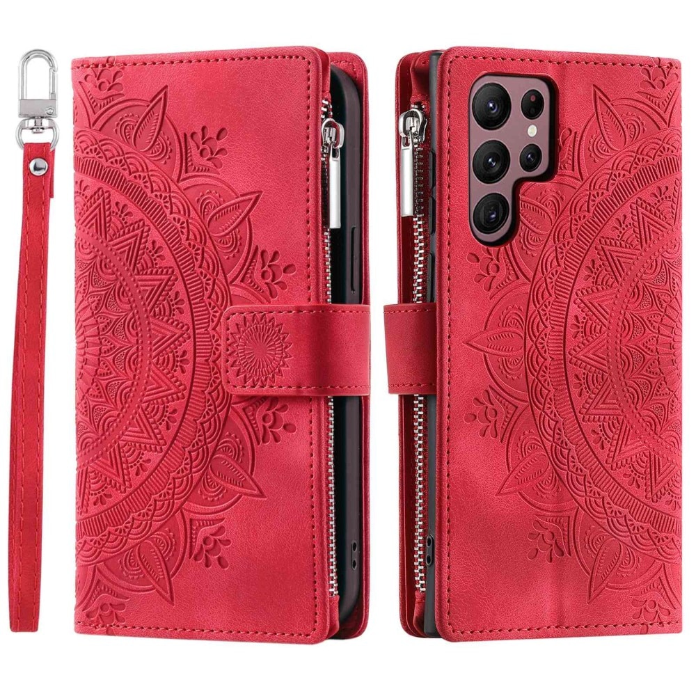 Funda Mandala tipo billetera Samsung Galaxy S23 Ultra rojo