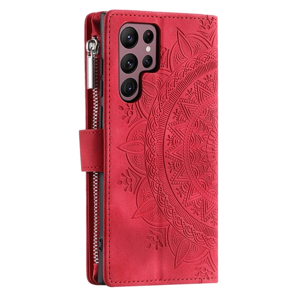 Funda Mandala tipo billetera Samsung Galaxy S23 Ultra rojo