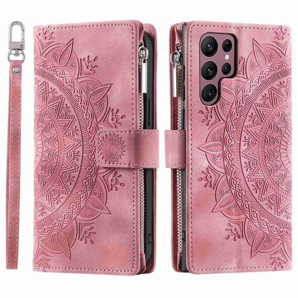 Funda Mandala tipo billetera Samsung Galaxy S23 Ultra rosado