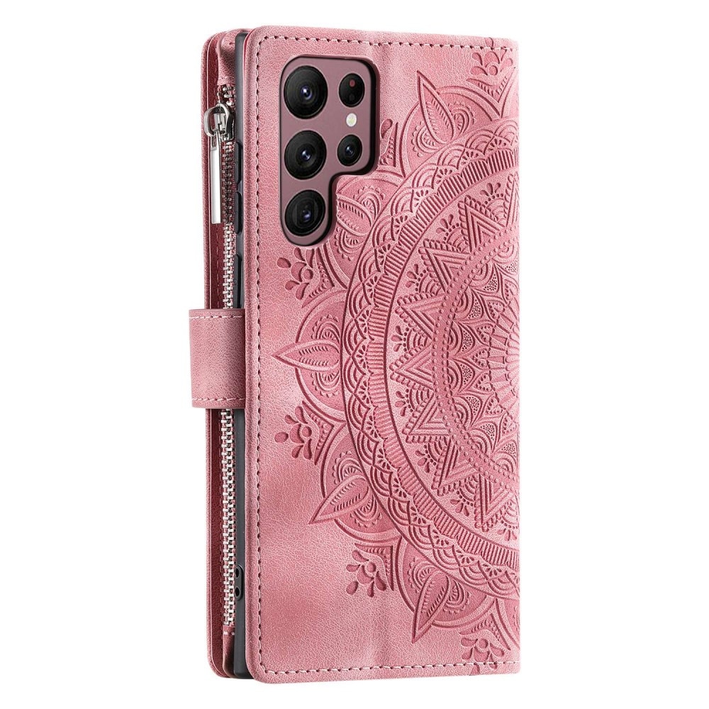 Funda Mandala tipo billetera Samsung Galaxy S23 Ultra rosado