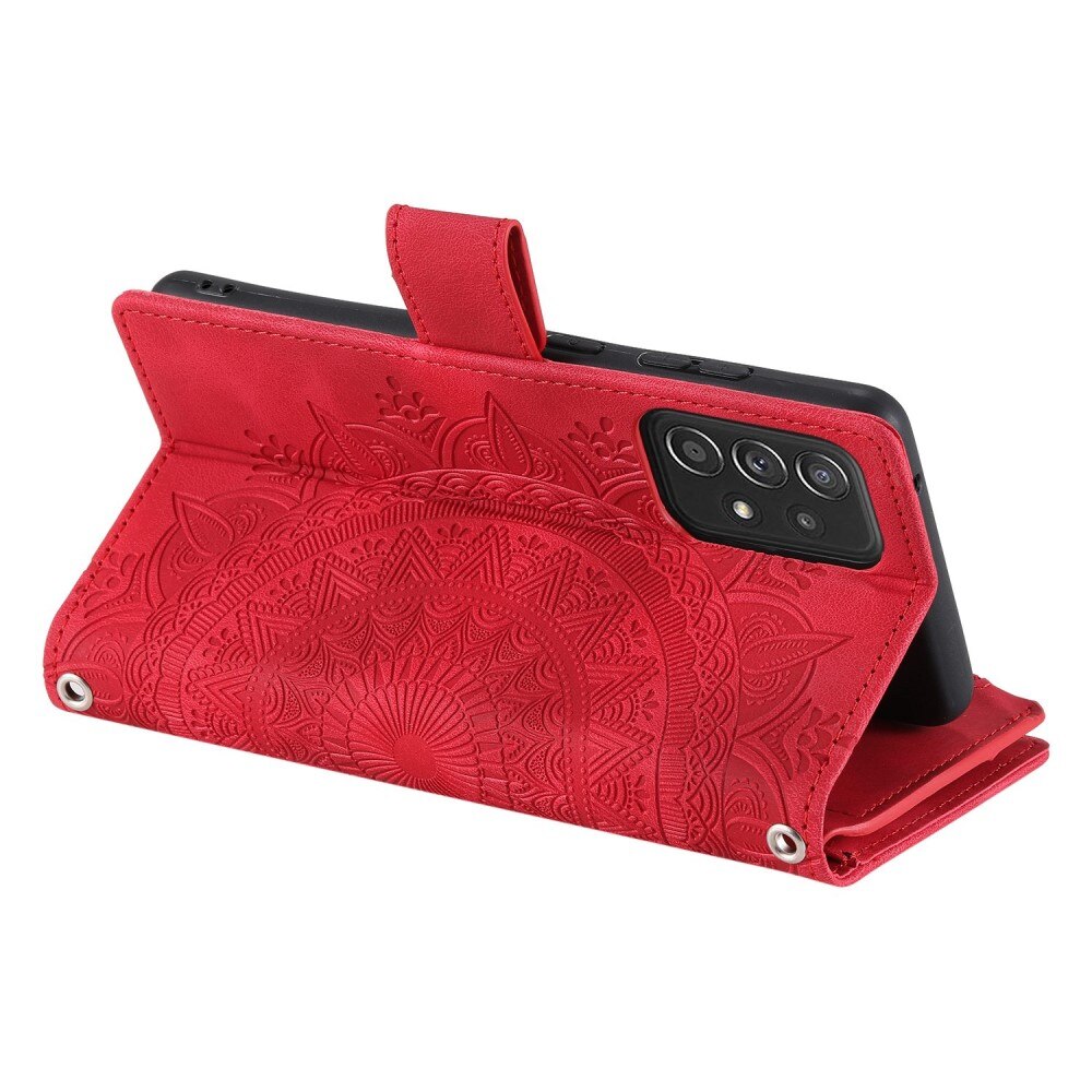 Funda Mandala tipo billetera Samsung Galaxy A53 rojo