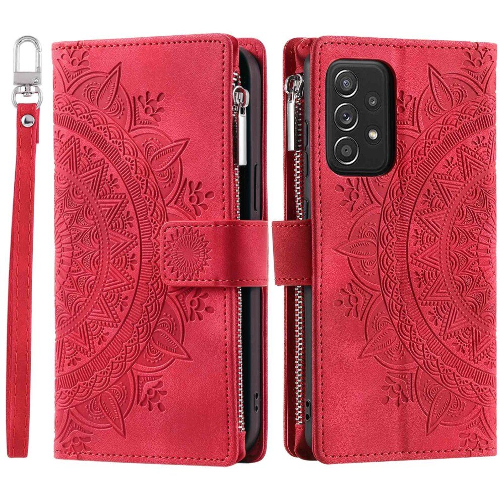 Funda Mandala tipo billetera Samsung Galaxy A52/A52s rojo