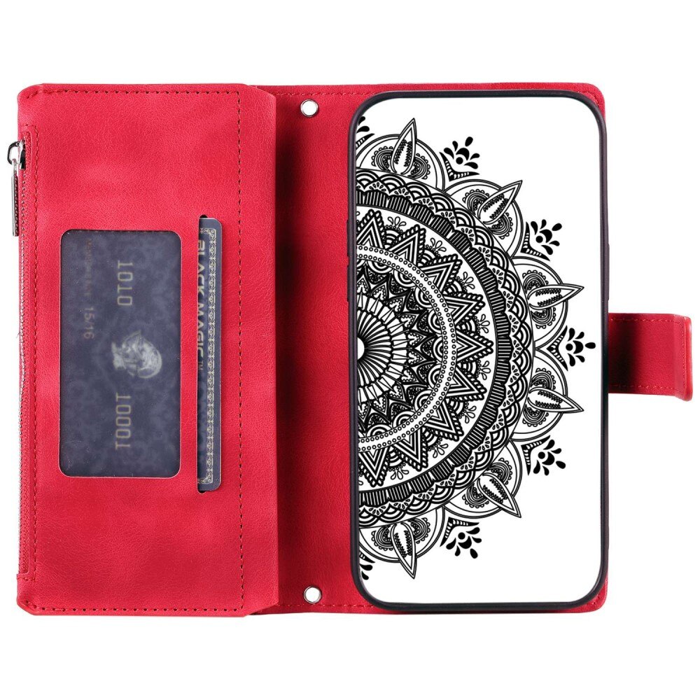 Funda Mandala tipo billetera Samsung Galaxy A52/A52s rojo