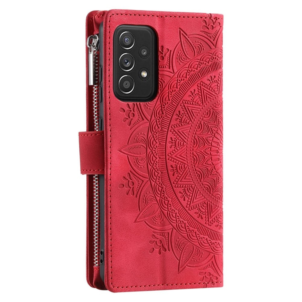 Funda Mandala tipo billetera Samsung Galaxy A52/A52s rojo