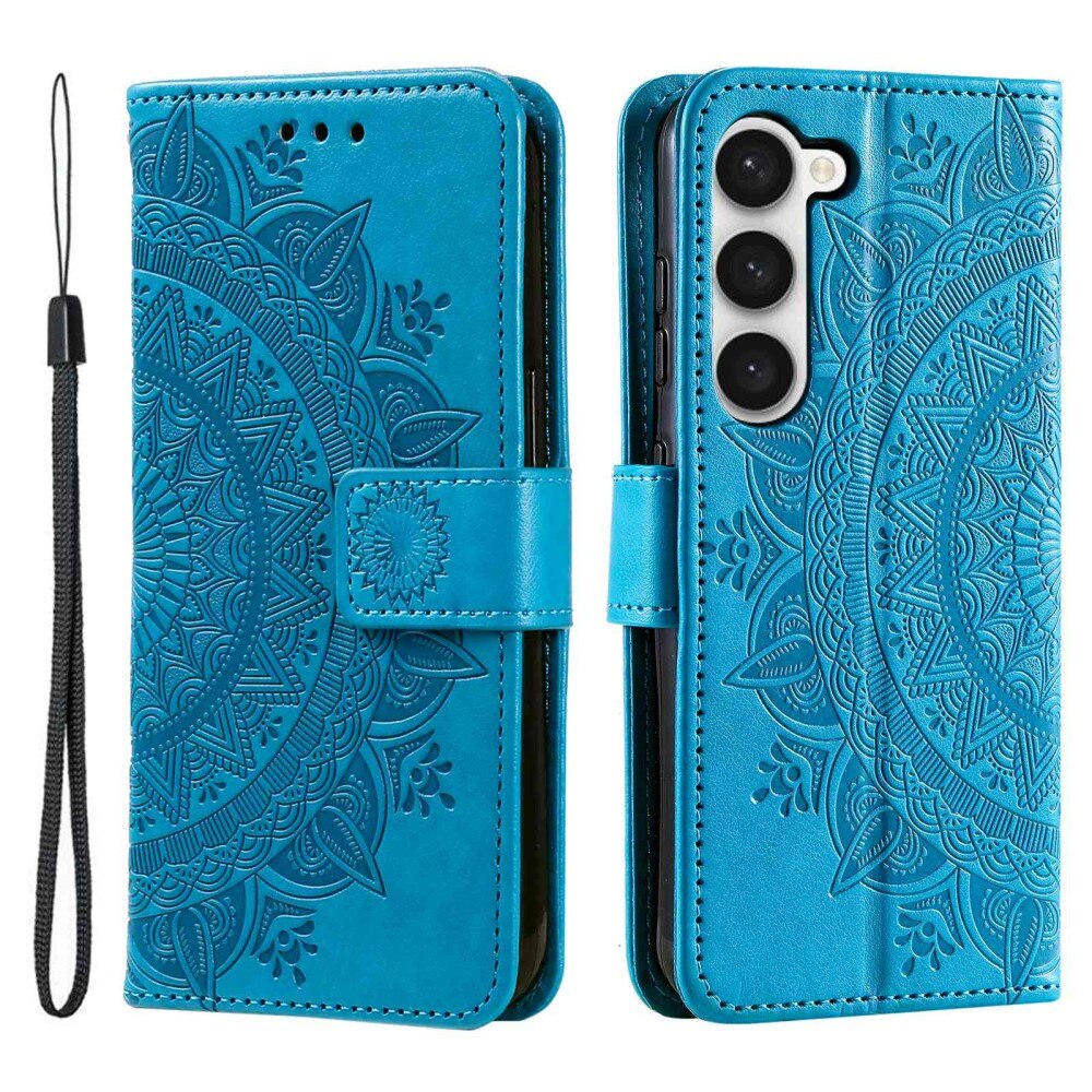 Funda de Cuero Mandala Samsung Galaxy S23 azul