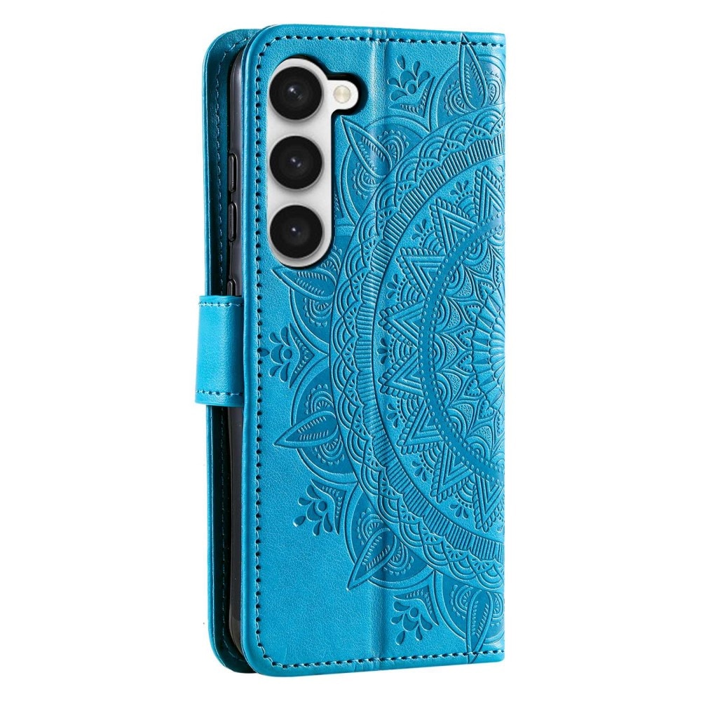 Funda de Cuero Mandala Samsung Galaxy S23 azul