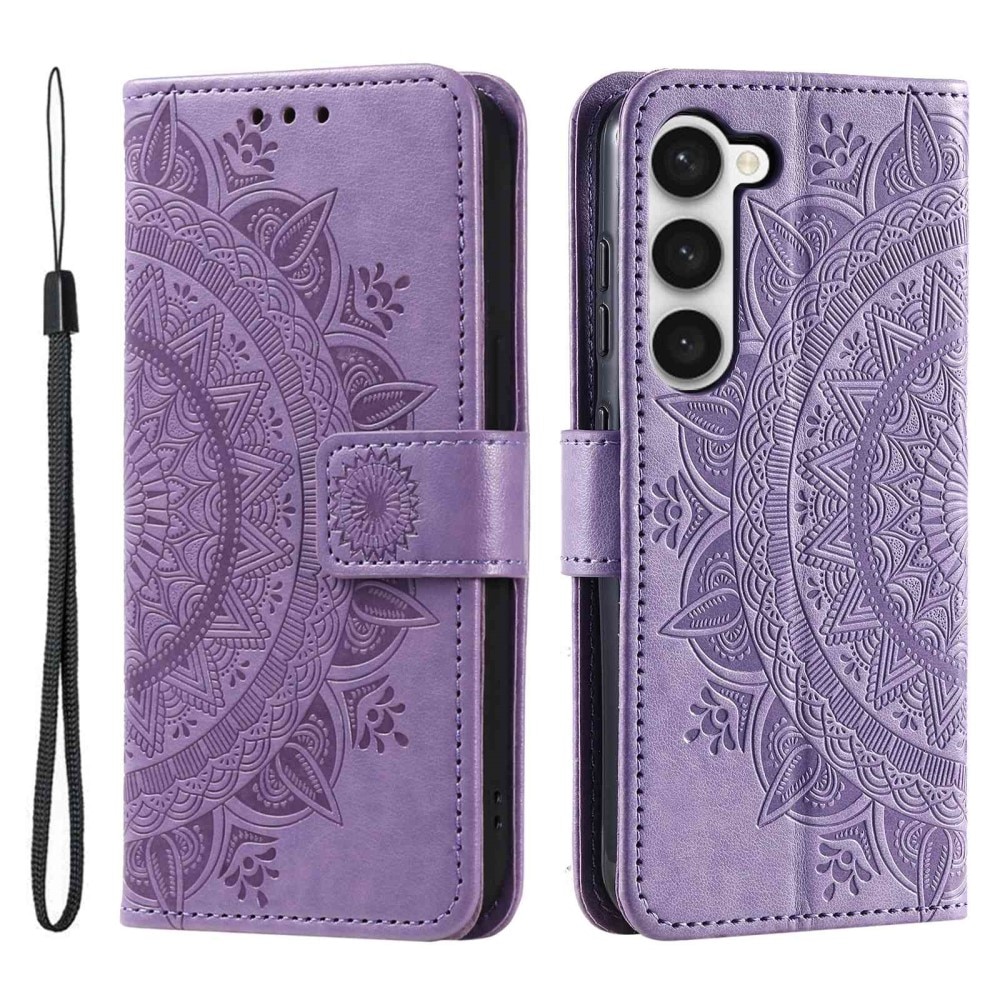Funda de Cuero Mandala Samsung Galaxy S23 violeta
