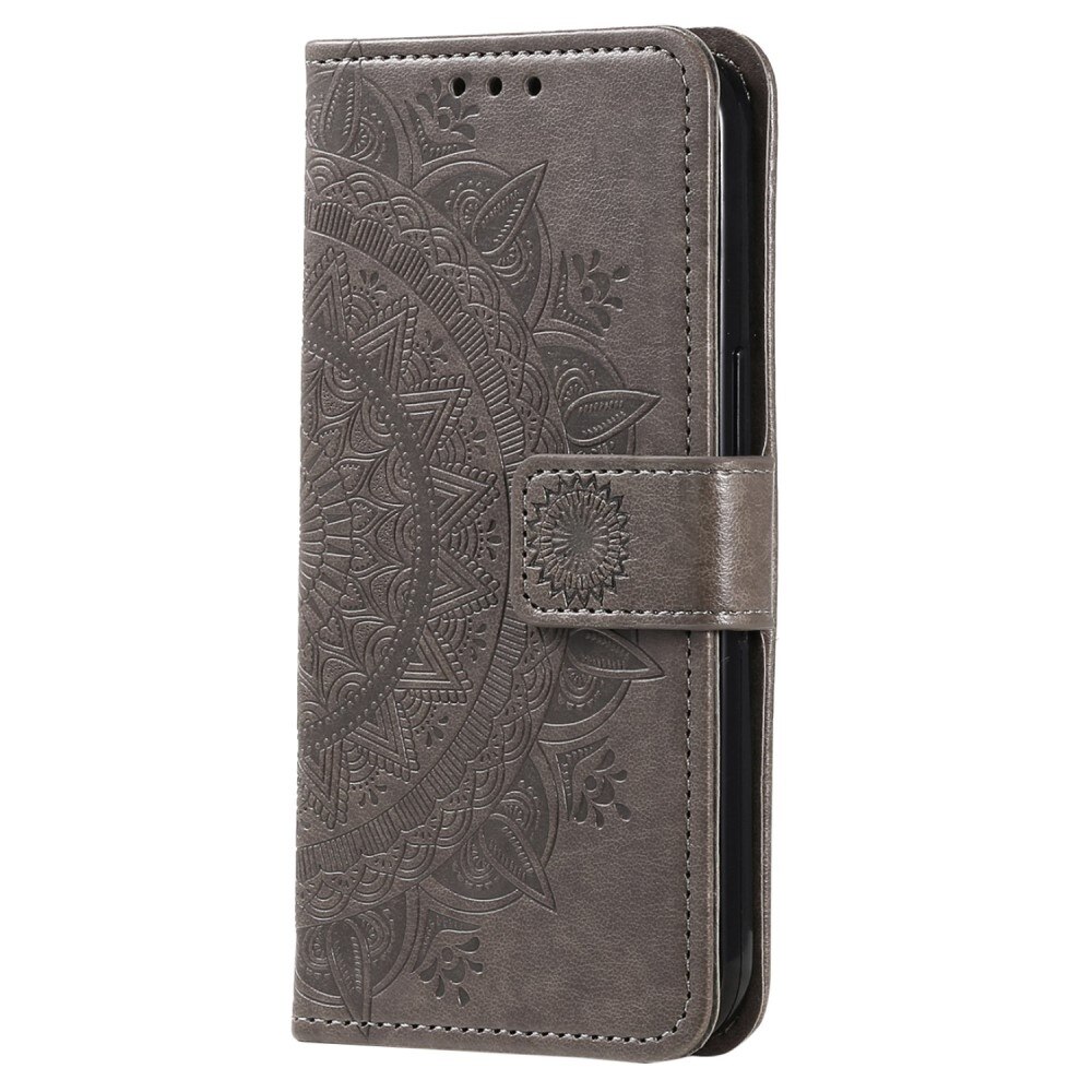 Funda de Cuero Mandala Samsung Galaxy S23 gris