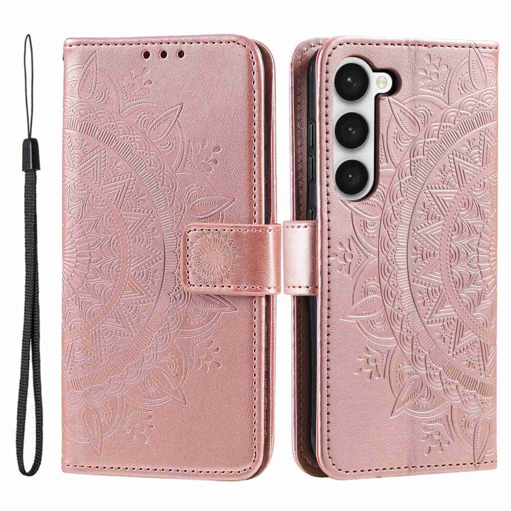 Funda de Cuero Mandala Samsung Galaxy S23 oro rosado