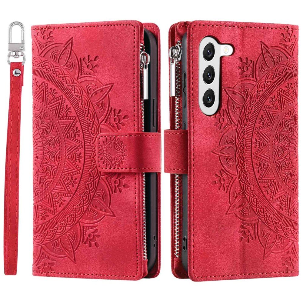 Funda Mandala tipo billetera Samsung Galaxy S23 rojo