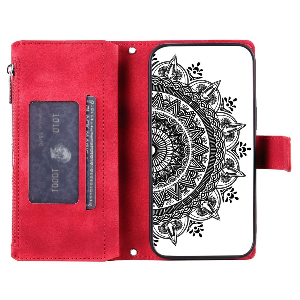 Funda Mandala tipo billetera Samsung Galaxy S23 rojo