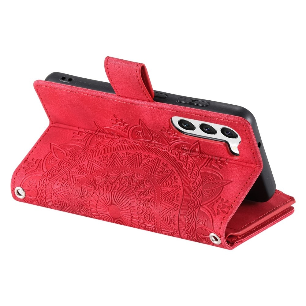 Funda Mandala tipo billetera Samsung Galaxy S23 rojo