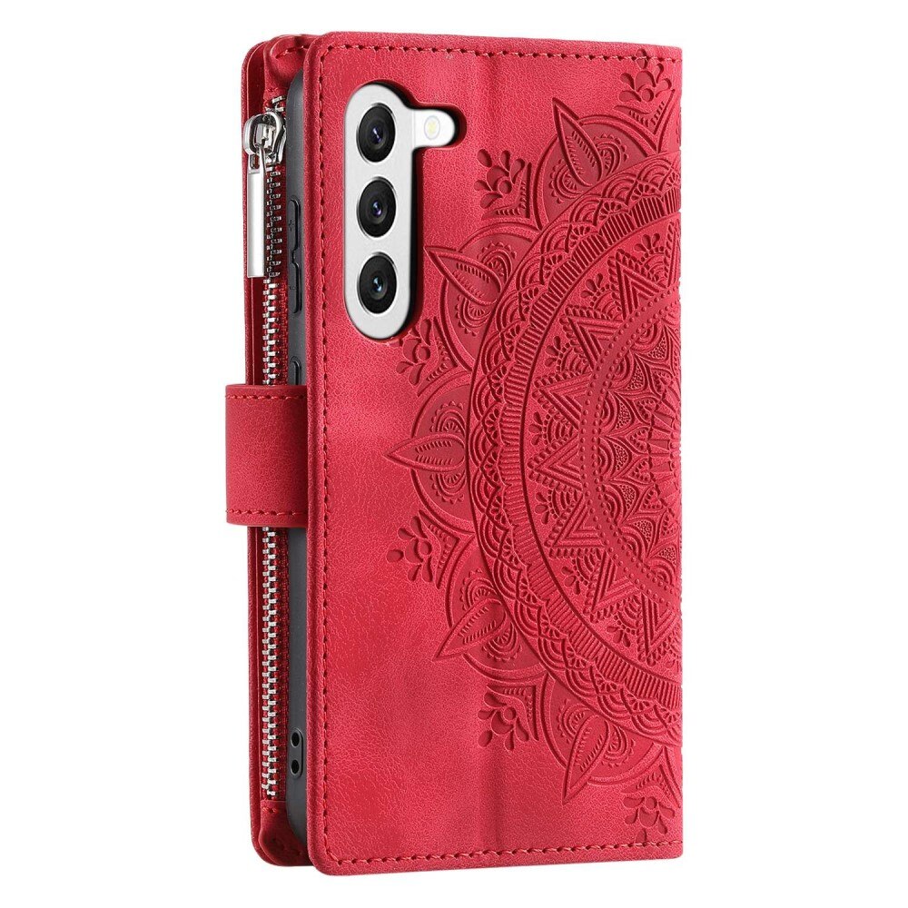 Funda Mandala tipo billetera Samsung Galaxy S23 rojo