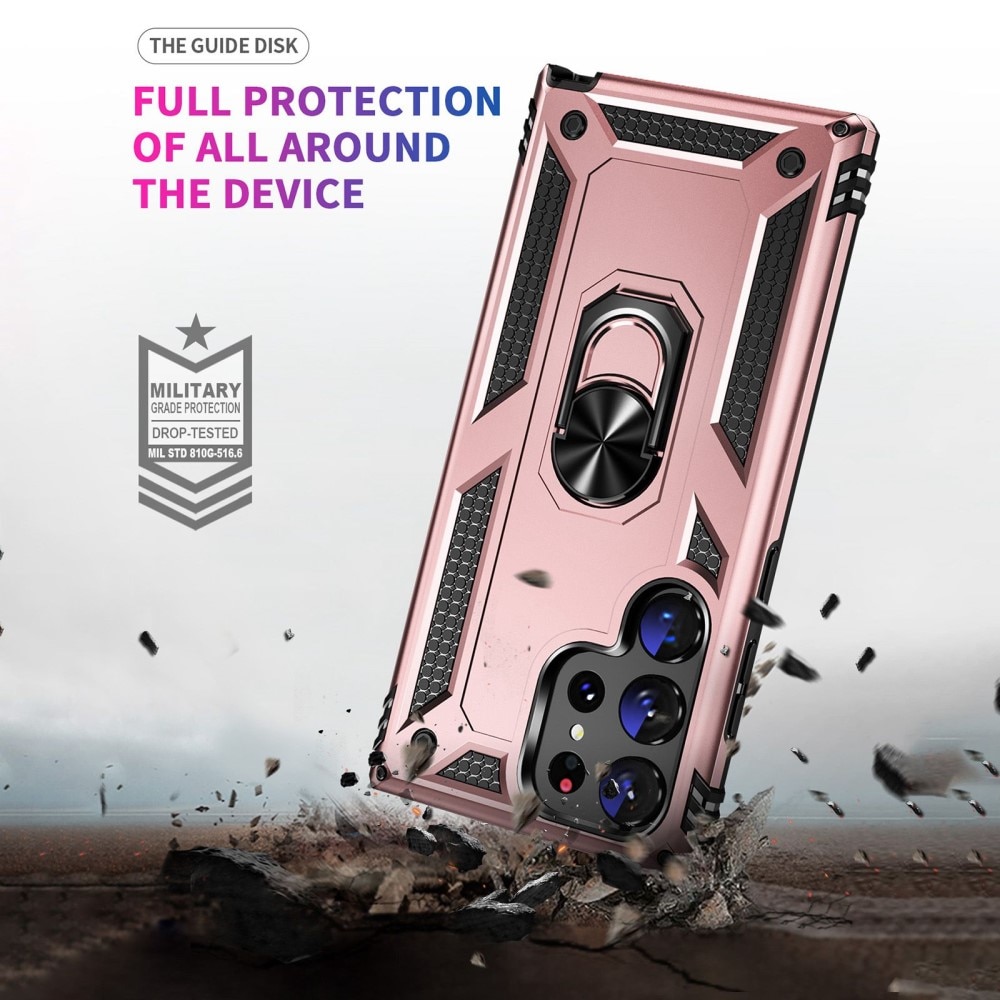 Funda híbrida Tech Ring Samsung Galaxy S23 Ultra oro rosa