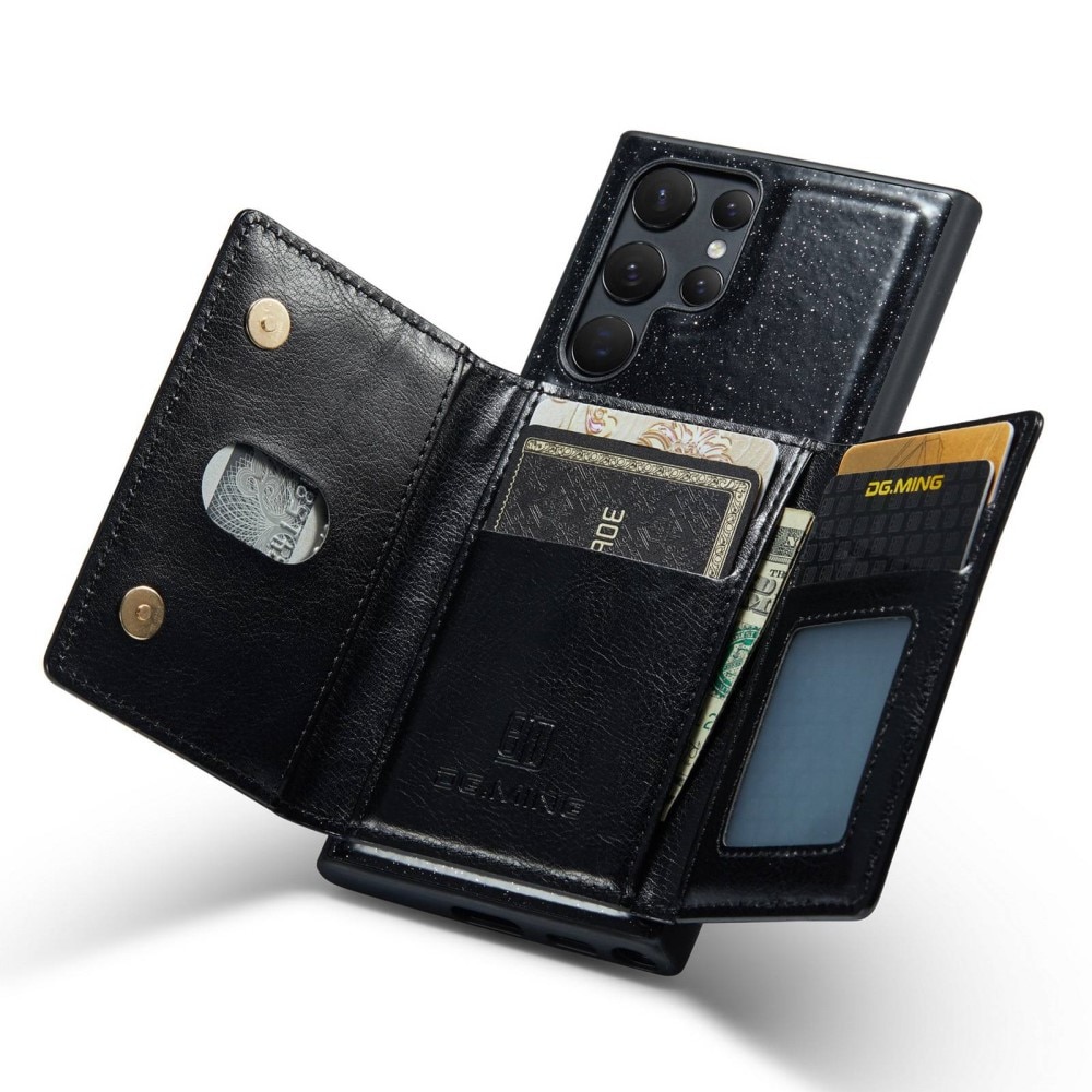 Funda Magnetic Card Slot Samsung Galaxy S23 Ultra Brillantina negro