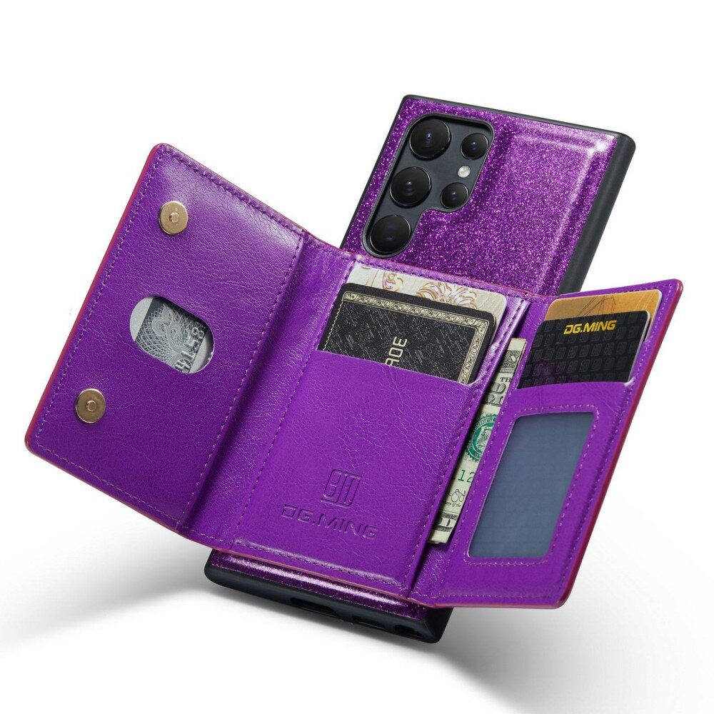 Funda Magnetic Card Slot Samsung Galaxy S23 Ultra Brillantina violeta